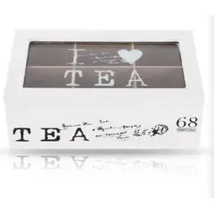 GENERICO - Caja De Té Mediana De Madera 6 Espacios Love Tea