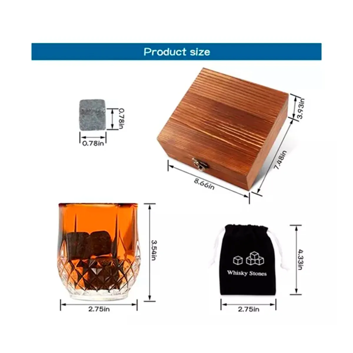 GENERICO - Set Para Whisky + 2 Vasos De Cristal