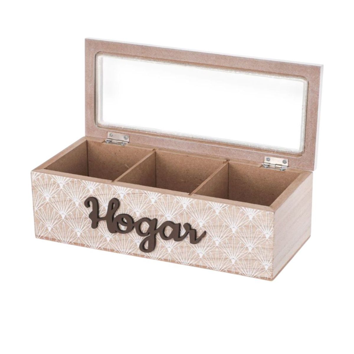 GENERICO - Caja De Té Mediana De Madera 3 Espacios Con Diseño Hogar