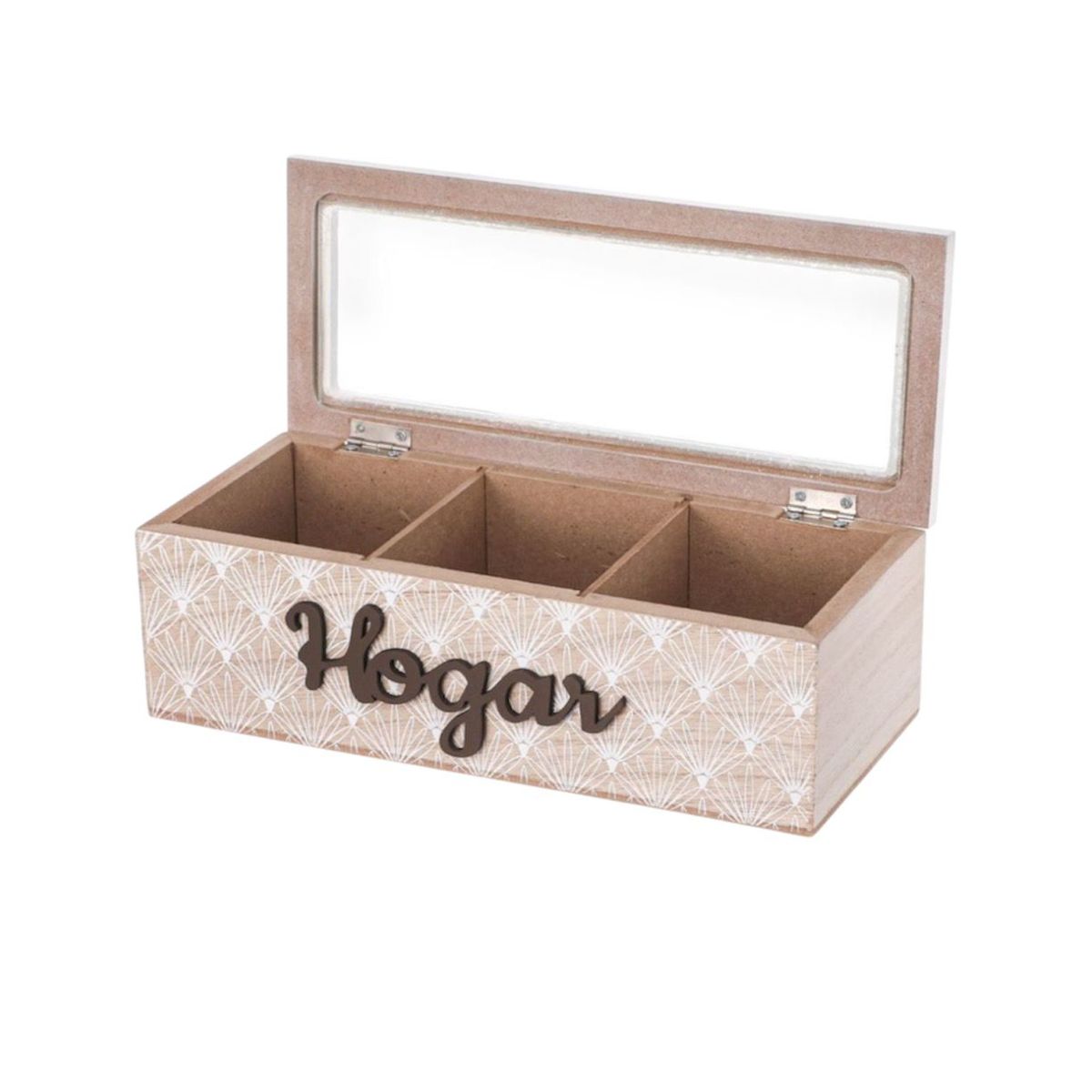 GENERICO - Caja De Té Mediana De Madera 3 Espacios Con Diseño Hogar