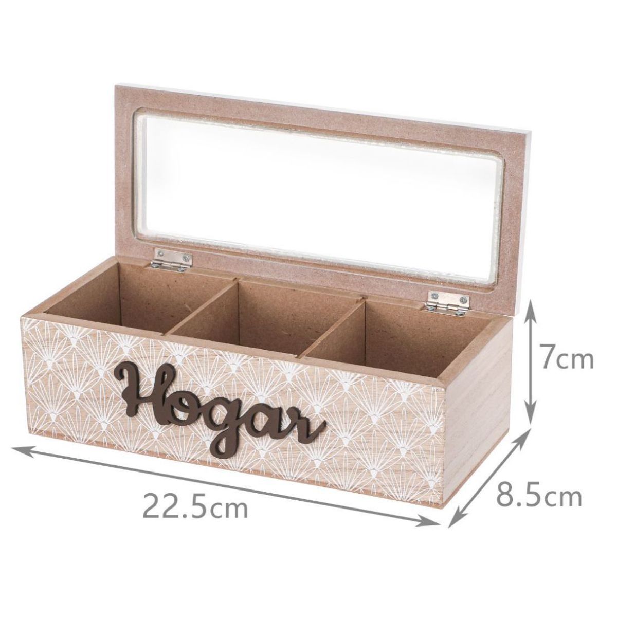 GENERICO - Caja De Té Mediana De Madera 3 Espacios Con Diseño Hogar