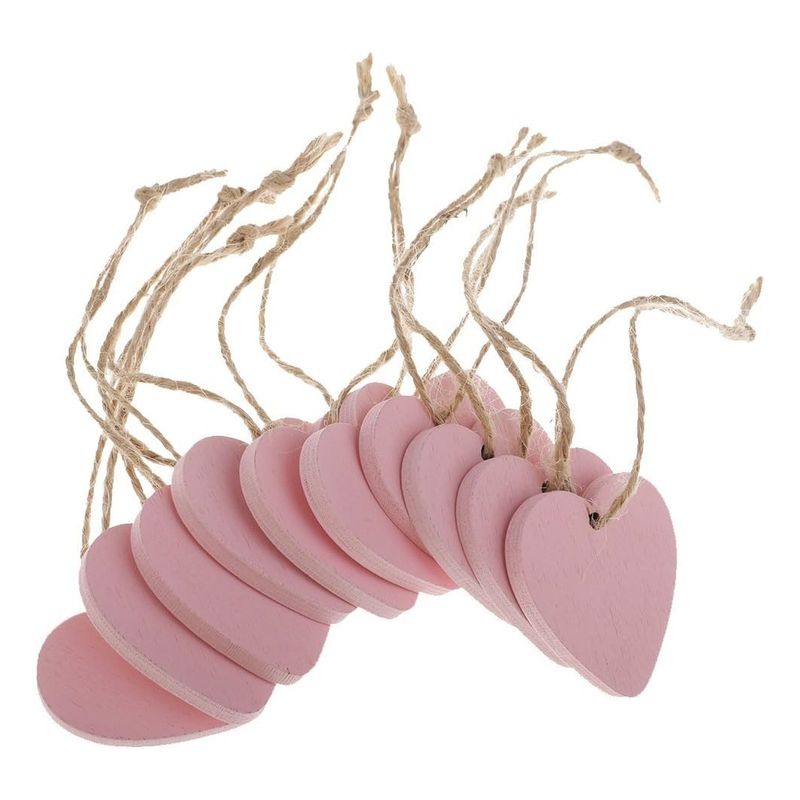 ATURE - 10u Colgante De Madera Corazón Love De Color Sólido 4 Cm
