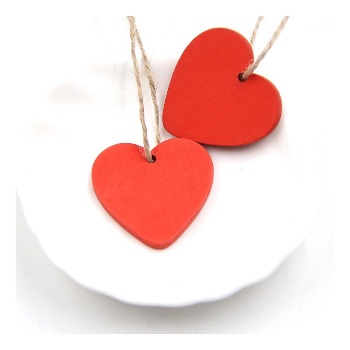 ATURE - 10u Colgante De Madera Corazón Love De Color Sólido 4 Cm