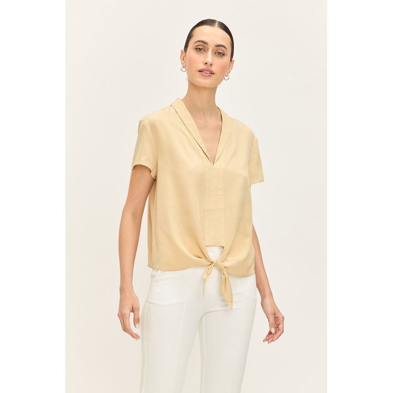 ASH - Blusa Manga Corta Beige Mujer Ash