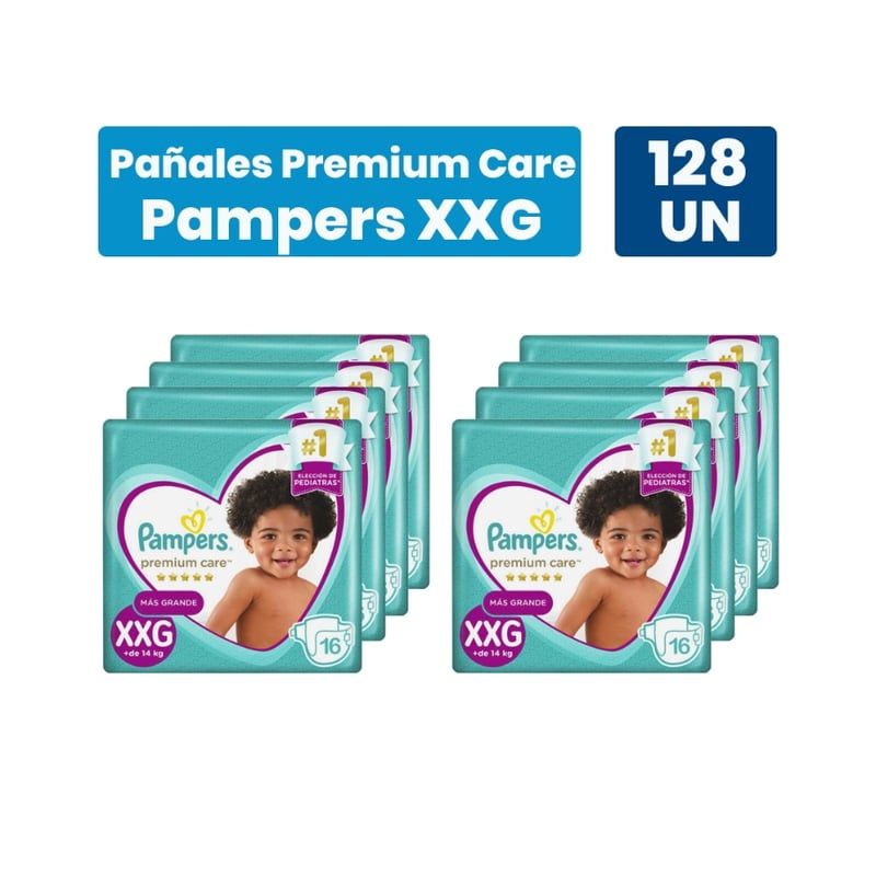 PAMPERS - Pañales Pampers Premium Care Talla XXG 128 Unidades