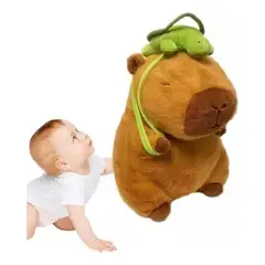 GENERICO - Peluche Capibara con Mochila de Tortuga para Bebés 35cm