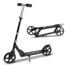 GENERICO - Scooter Plegable Metálico de 2 Ruedas 200mm Color Negro