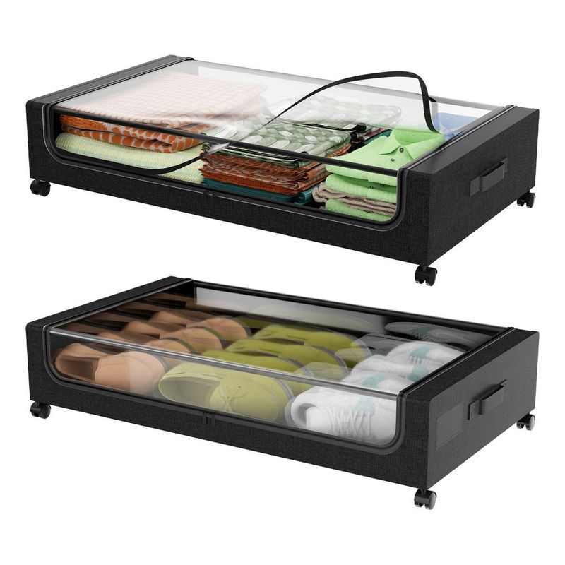 GENERICO - Caja Organizadora Bajo Cama con Ruedas - 2 Piezas