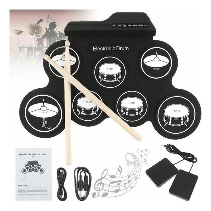 GENERICO - Batería Electrónica Digital de 7 Pads con 2 Pedales