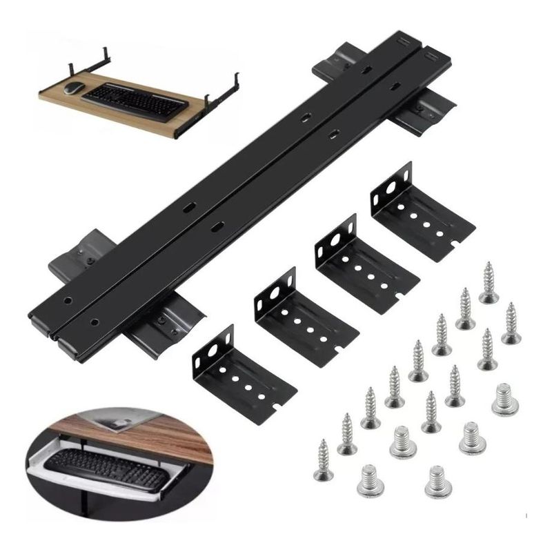 GENERICO - Rieles Deslizantes Metálicos para Bandejas de Teclado 35 cm