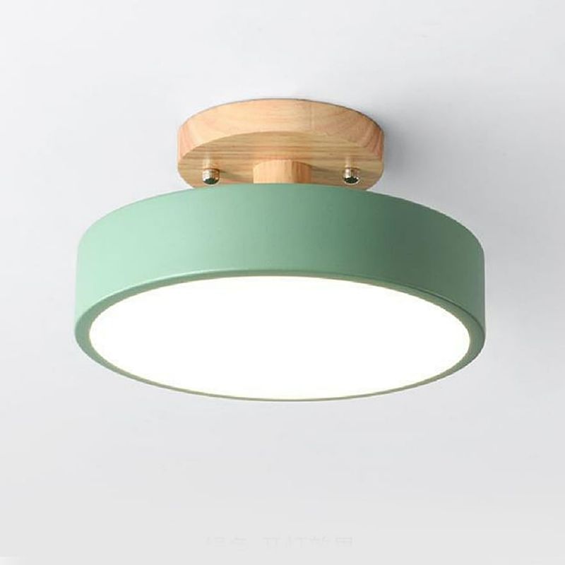 CASA NEW - Lámpara Led Techo 18cm Base de Madera Verde