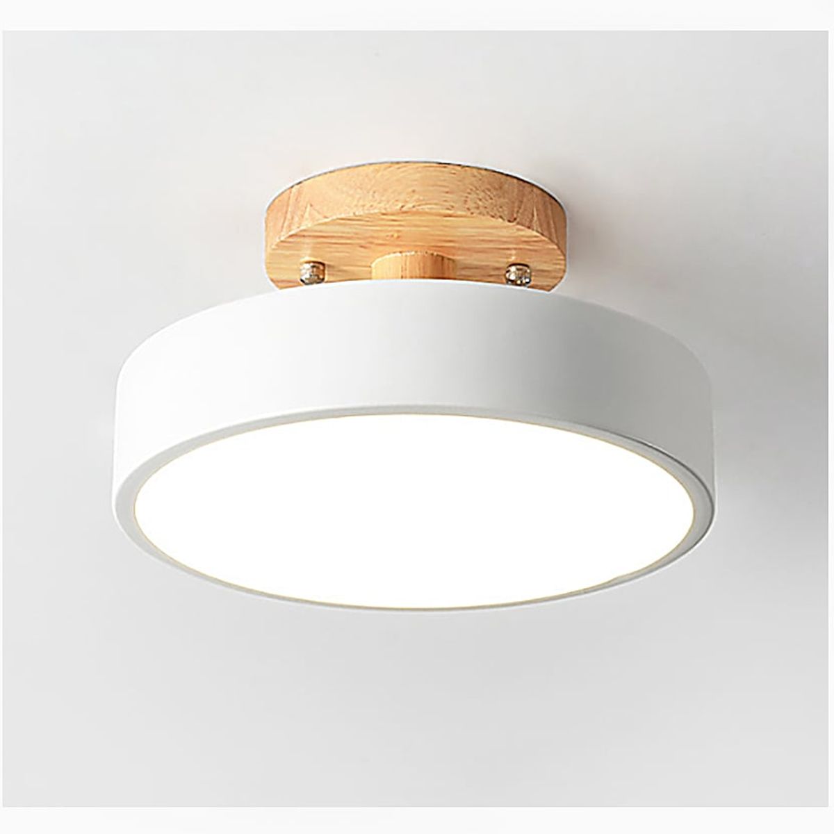 CASA NEW - Lámpara Led Techo 18cm Base de Madera Blanco
