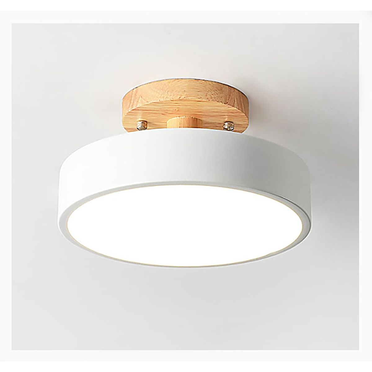CASA NEW - Lámpara Led Techo 18cm Base de Madera Blanco