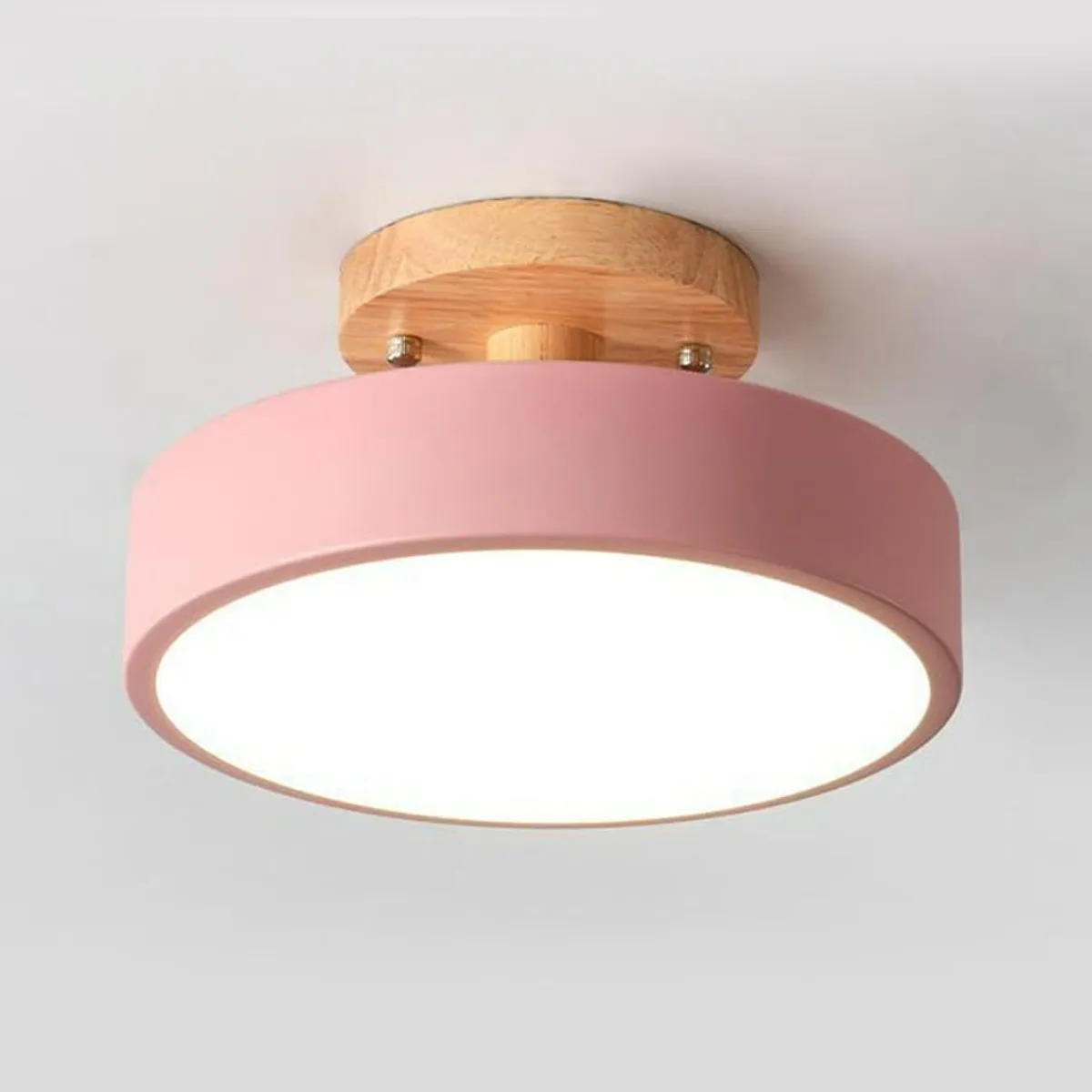 CASA NEW - Lámpara Led Techo 18cm Base de Madera Rosa