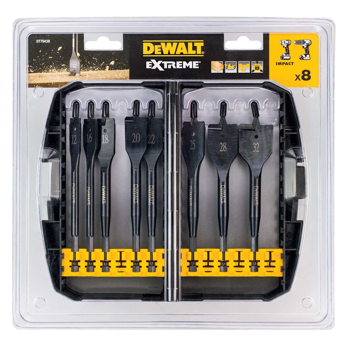 DEWALT - Set 8 brocas de paleta para madera DEWALT DT7943B-QZ
