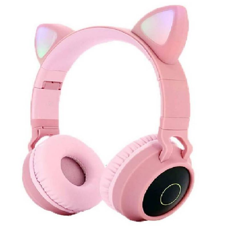 BAUL MAGICO - Audífonos Inalámbricos Bluetooth Gato Rosa Headset Luz Rgb