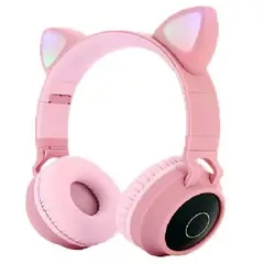 BAUL MAGICO - Audífonos Inalámbricos Bluetooth Gato Rosa Headset Luz Rgb