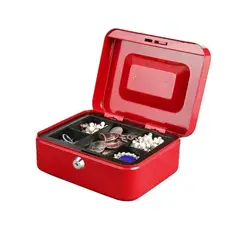 GENERICO - Caja Fuerte Metálica Dinero Llave Seguridad Total 15x12cm Rojo