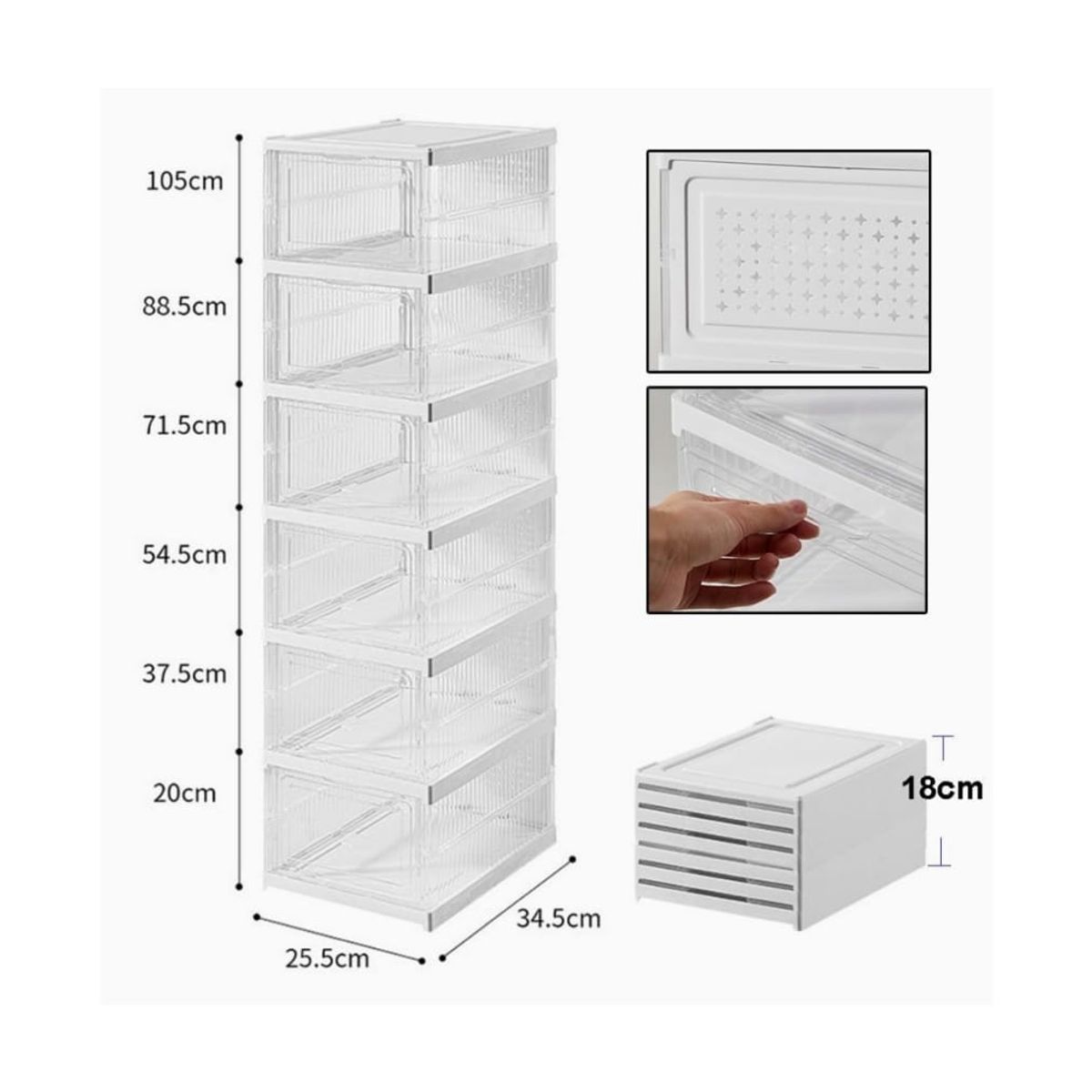 GENERICO - Cajas Organizadora De Zapatillas Con 6 Espacios Altura 105cm