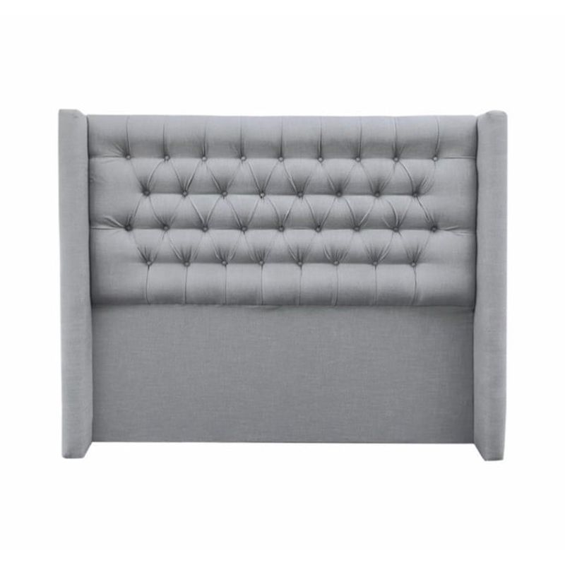 GENERICO - Respaldo de Cama 2 plazas tela lino color gris Plata DECOPATAGONIA