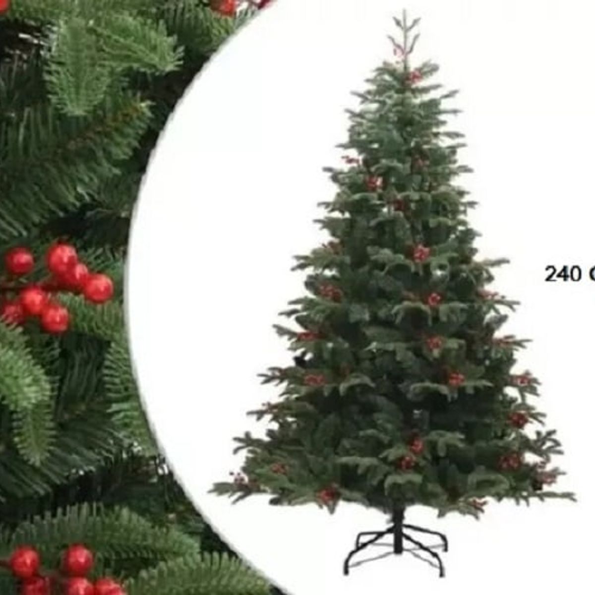 GENERICO - Árbol de Navidad berries nevado gigante  con frutos rojos 2.4mt
