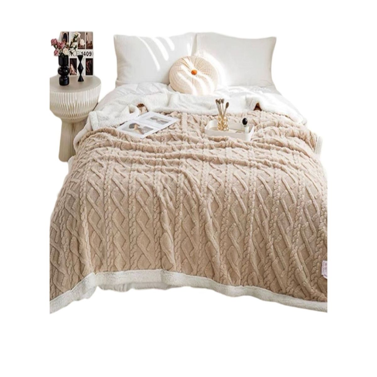 GENERICO - FRAZADA DE PLUSH Y SHERPA ELEGANTE