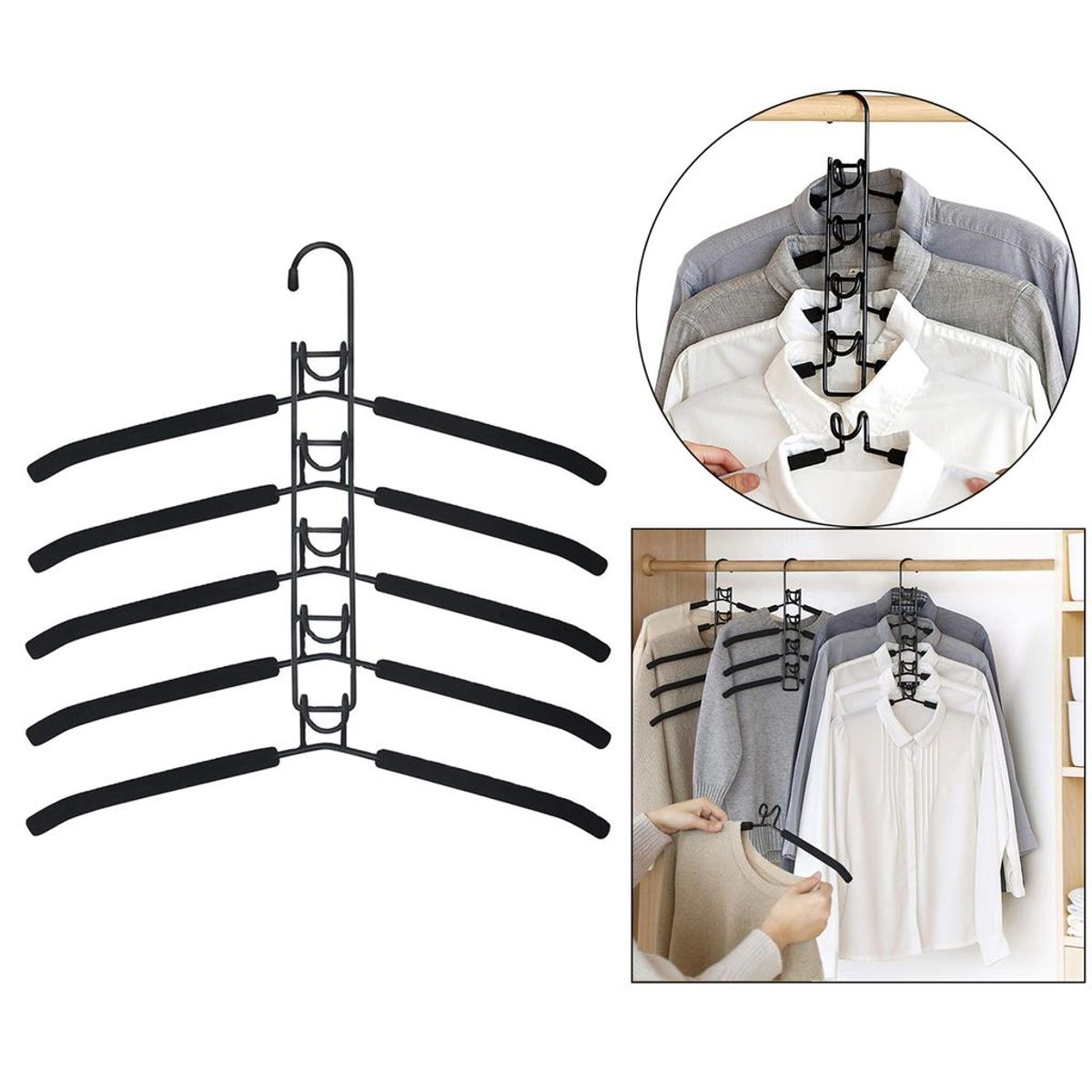 KUANGYE - Colgadores Ropa Pack 1 Ganchos 5en1 Antideslizante…