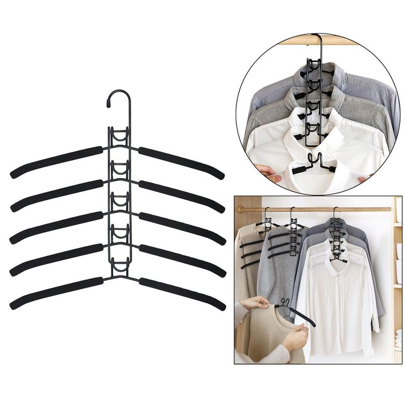 KUANGYE - Colgadores Ropa Pack 1 Ganchos 5en1 Antideslizante