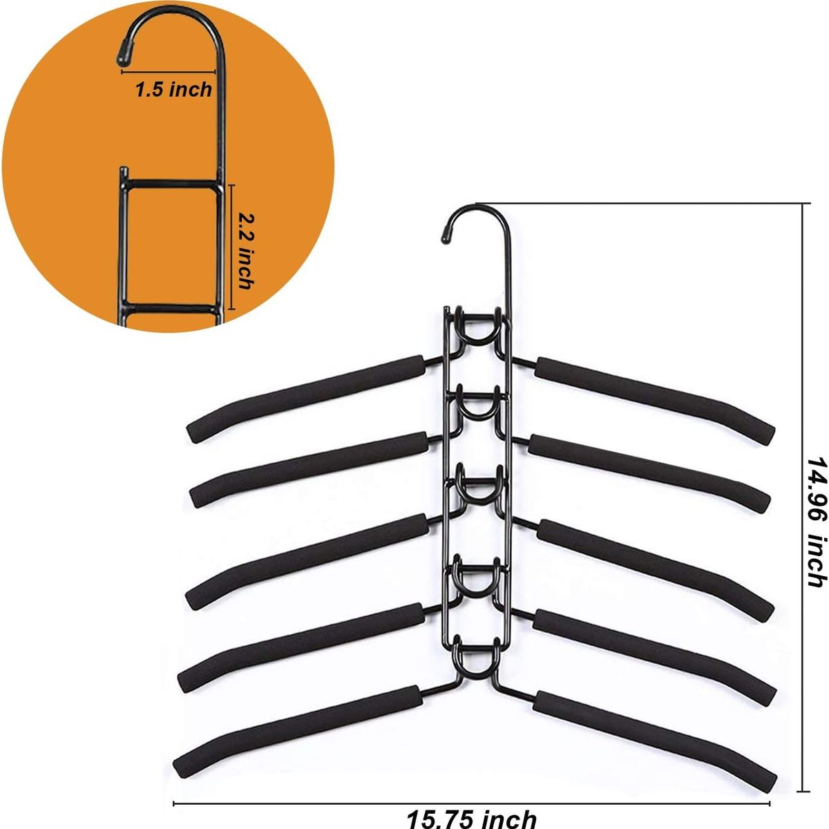 KUANGYE - Colgadores Ropa Pack 1 Ganchos 5en1 Antideslizante…