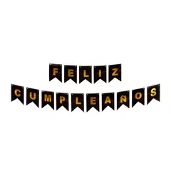 GENERICO - BANNER FC NEGRODORADO GLITTER 4M X1 UNI