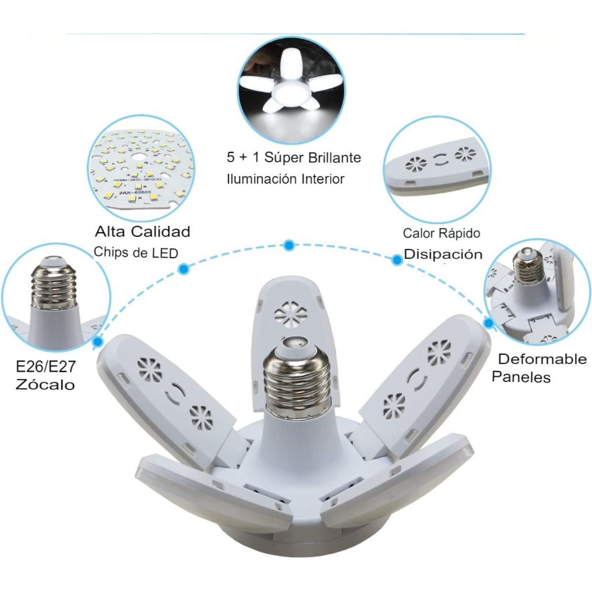 GENERICO - Ampolleta LED 5 Aspas 55W