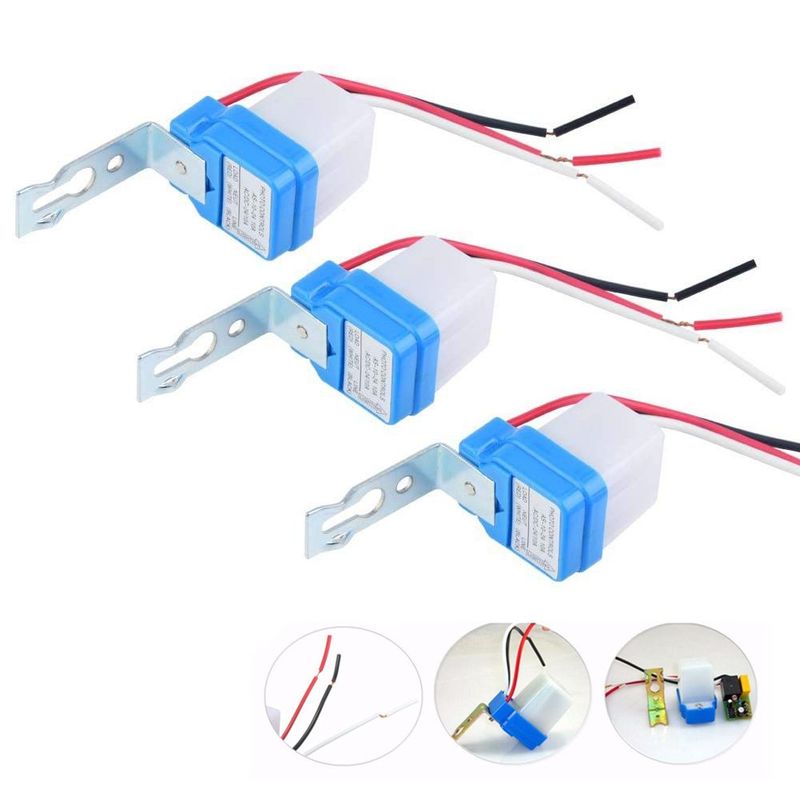 KUANGYE - Pack 3 Fotoceldas Sensor Encendido Luminarias 220vac 6a Max