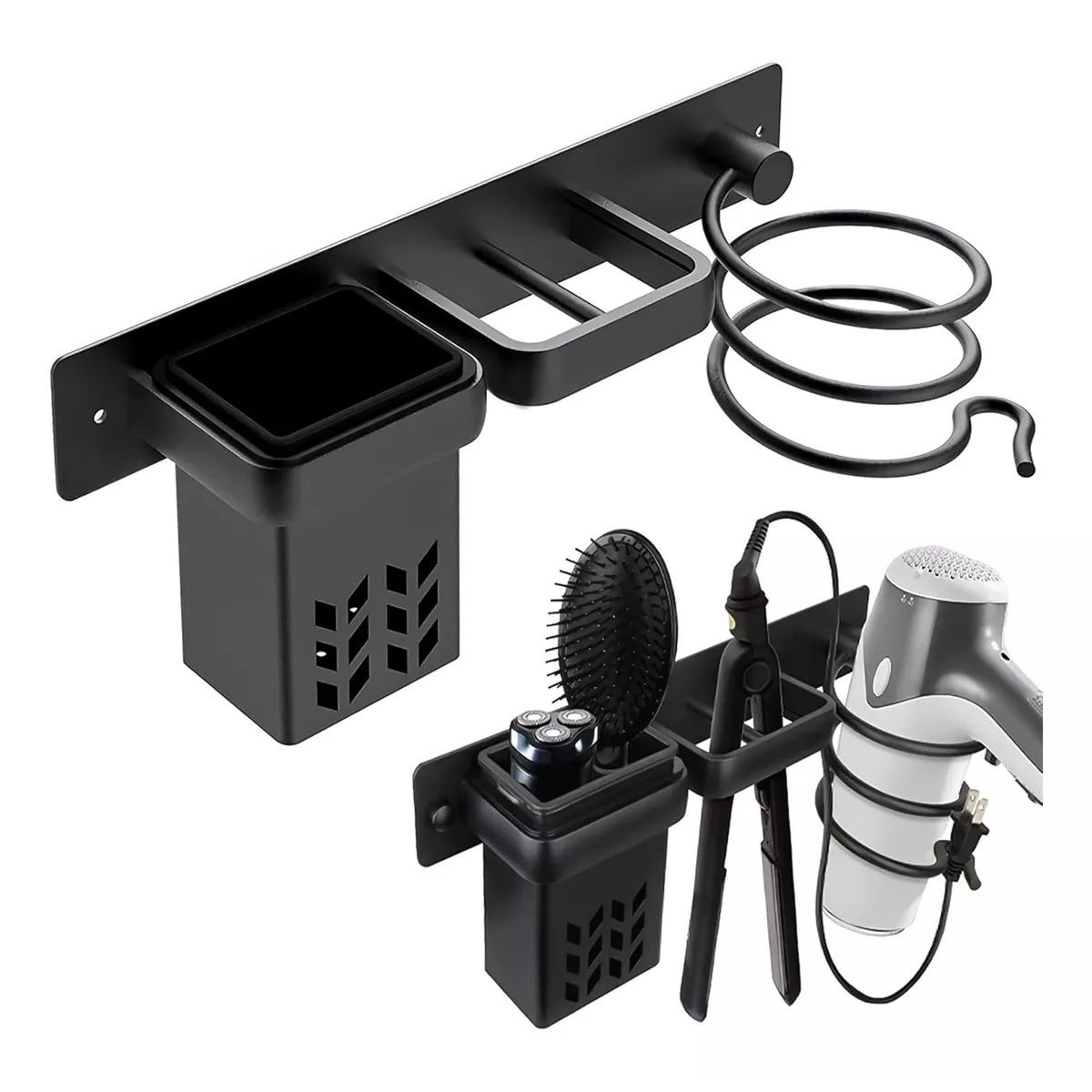 KUANGYE - Soporte Porta Secador Baños De Pelo Organizador Negro