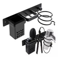 Soporte Porta Secador Baños De Pelo Organizador Negro