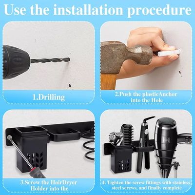 Imagen 2 del producto Soporte Porta Secador Baños De Pelo Organizador Negro