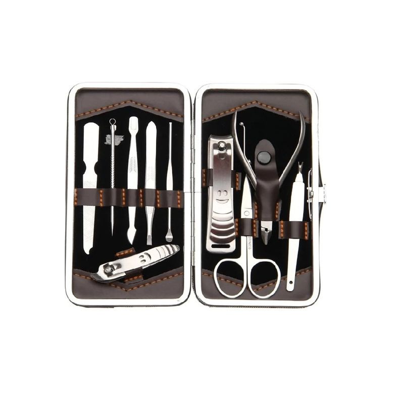 GENERICO - Set Manicure 10 Piezas Herramientas Uñas Profesional Cafe