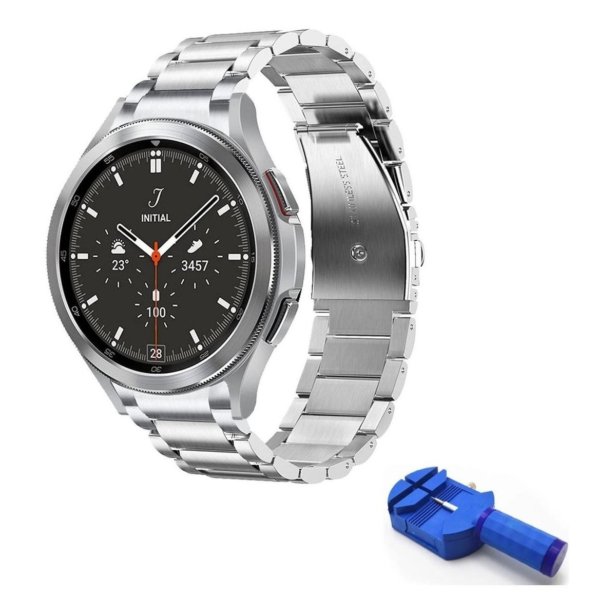 GENERICO - Correa Metálica Acero Samsung Galaxy Watch 5  5 Pro - 20mm - Plateado