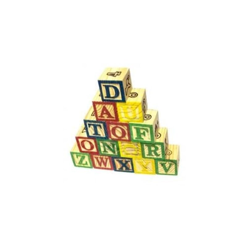 GENERICO - Cubo 15 Piezas Madera Letras Números