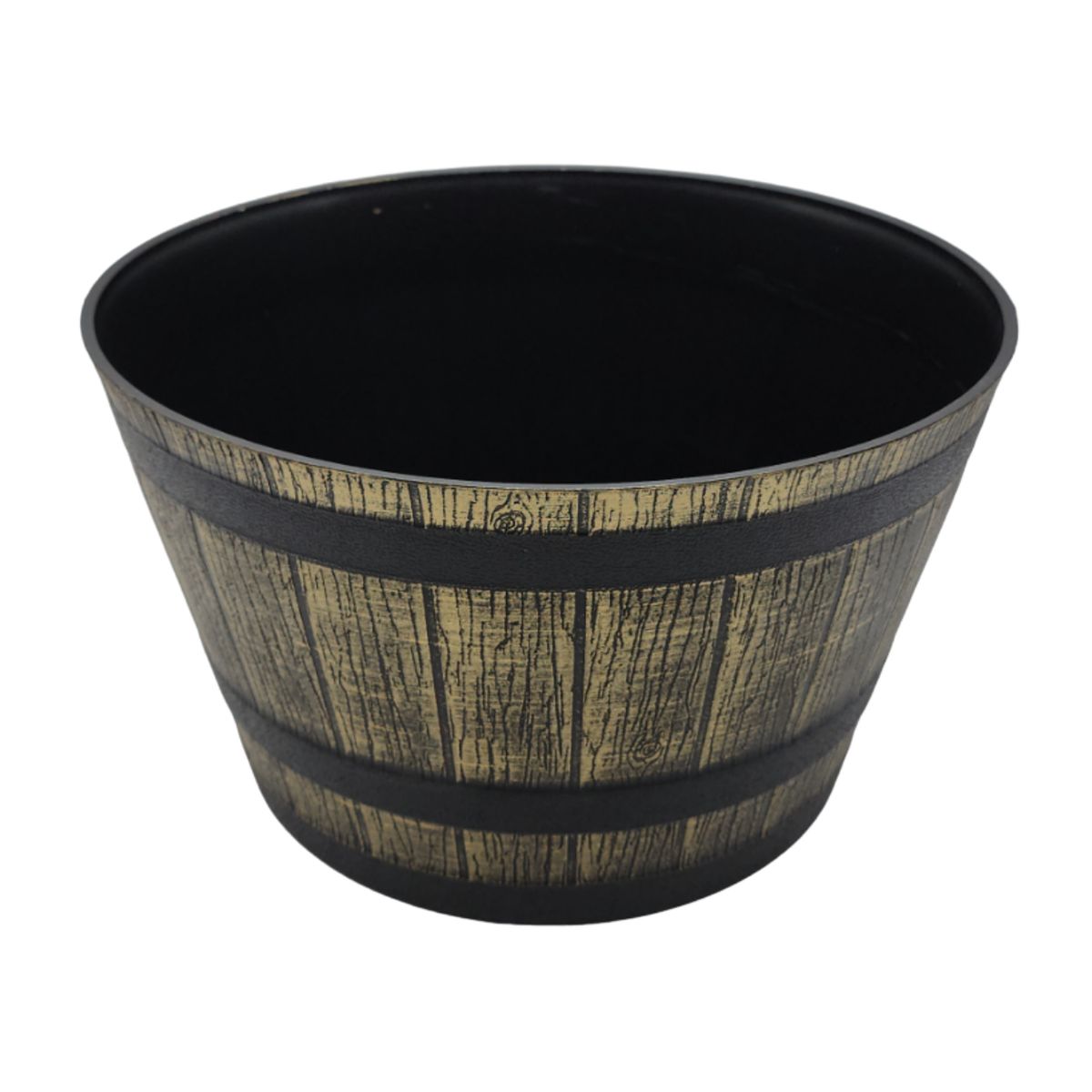 GENERICO - Macetero Plastico Diseño Efecto Barril De Madera Maceta M