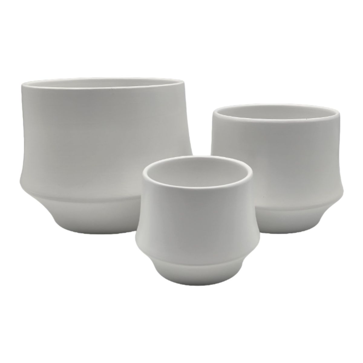 GENERICO - Set 3 Maceteros Maceta De Ceramica Elegante Blanco Liso