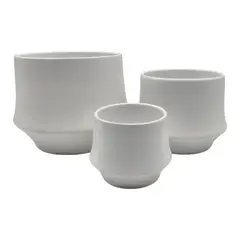 GENERICO - Set 3 Maceteros Maceta De Ceramica Elegante Blanco Liso