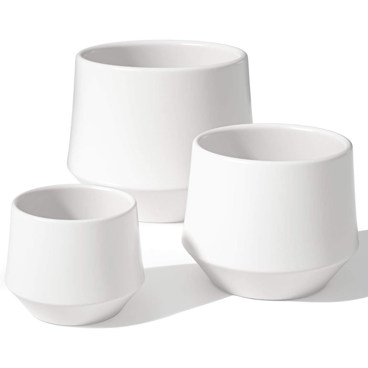 GENERICO - Set 3 Maceteros Maceta De Ceramica Elegante Blanco Liso