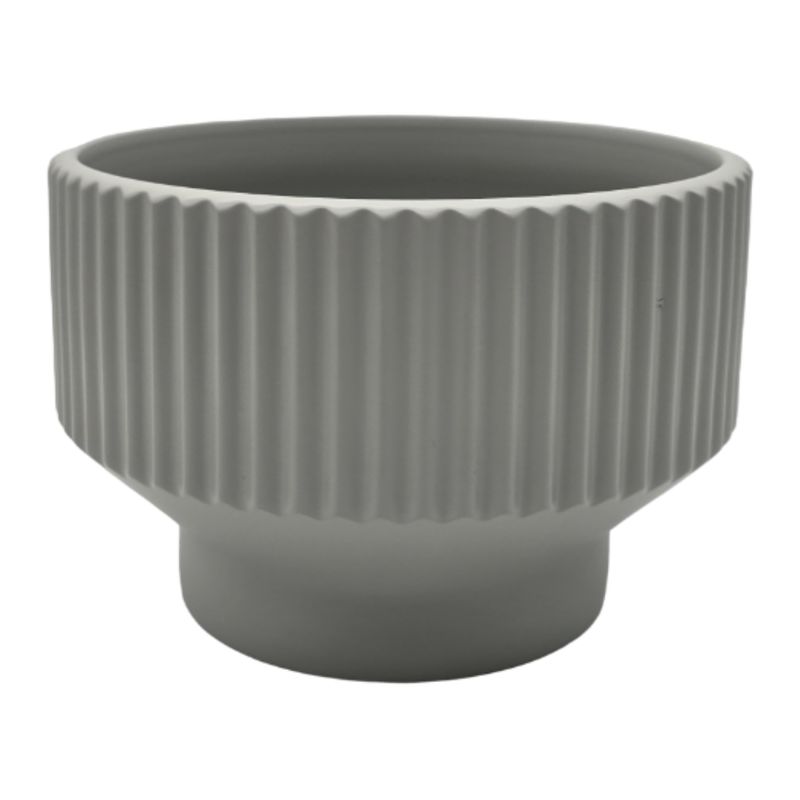 GENERICO - Maceteros Maceta De Ceramica Copon Lineas Gris Mate S