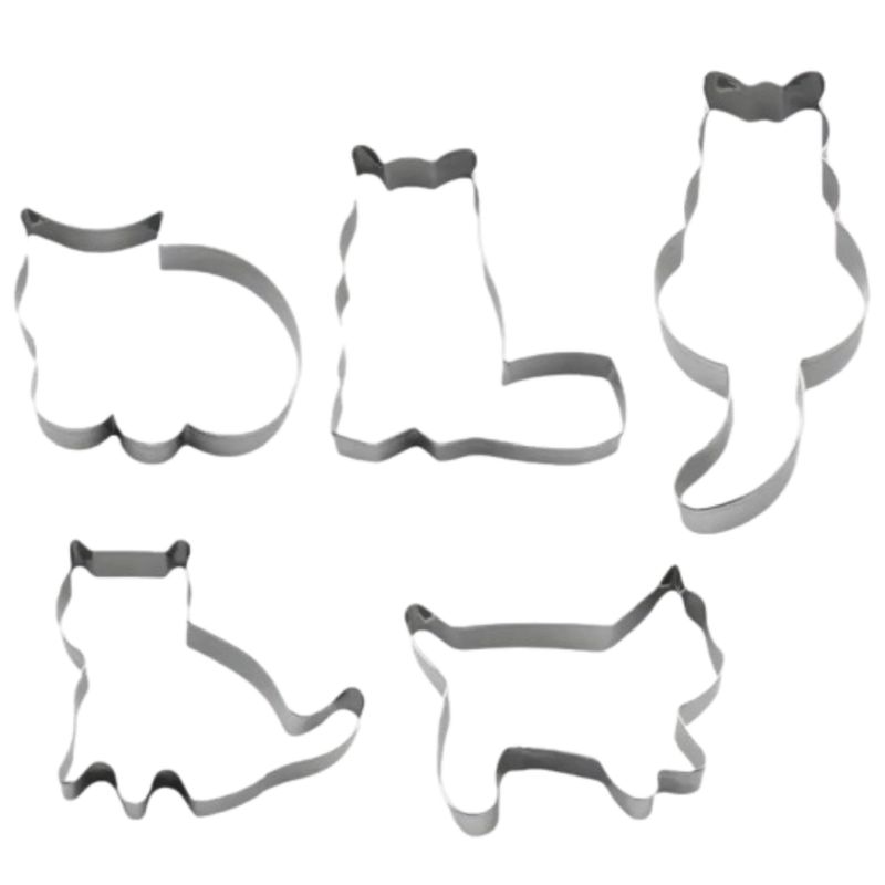 GENERICO - Cortador Galletas Set Gatos 5 pcs