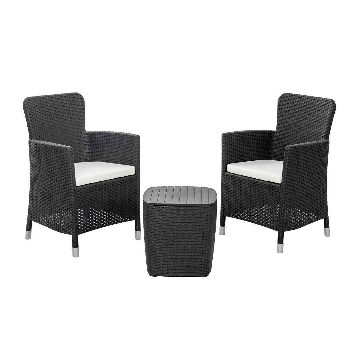 QRUBBER - Juego Terraza Capri Grafito tipo Rattán MQ QRubber