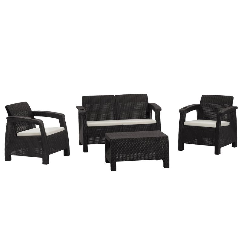QRUBBER - Juego Terraza Ferrara Comfort Marrón tipo Rattán MQ QRubber