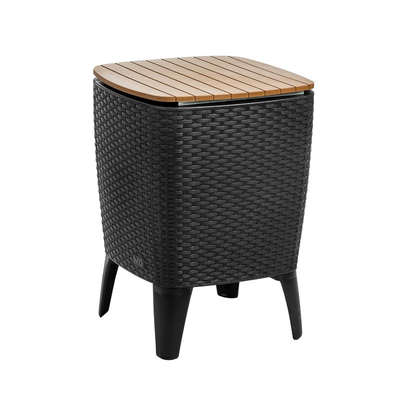 QRUBBER - Mesa Cooler Capri Tipo Rattán Negro Café Terraza MQ QRubber