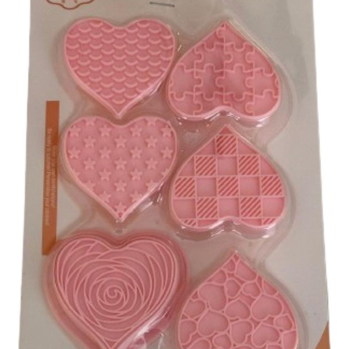 GENERICO - Cortador Galletas Corazones Estampados 6 Diseños