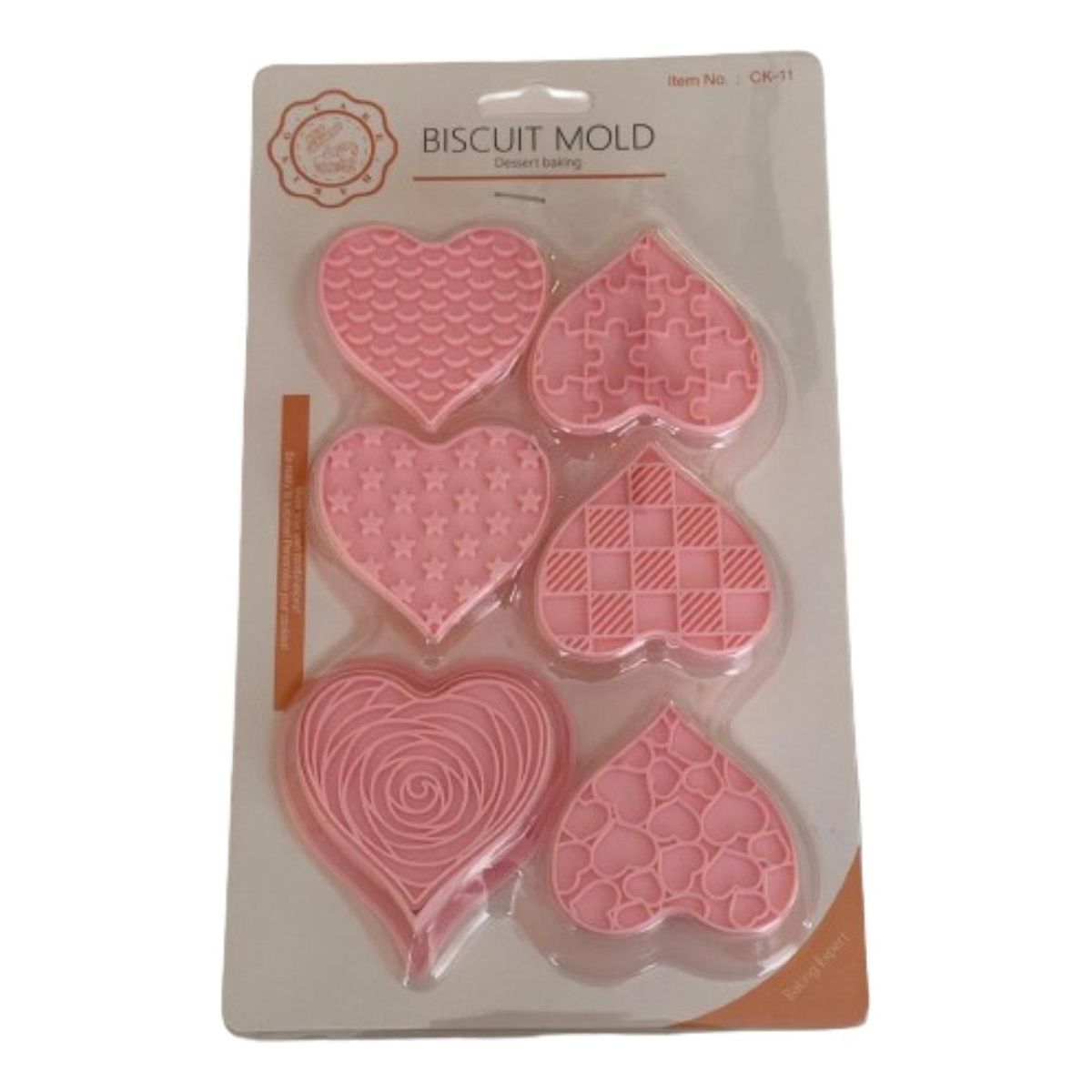 GENERICO - Cortador Galletas Corazones Estampados 6 Diseños