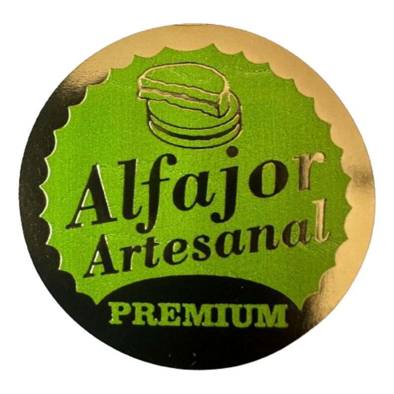 GENERICO - Sticker Alfajor Verde Pistacho 100 unidades 38mm